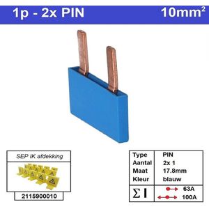 Sep kam pin 1 fase 2 polig 17,8mm blauw