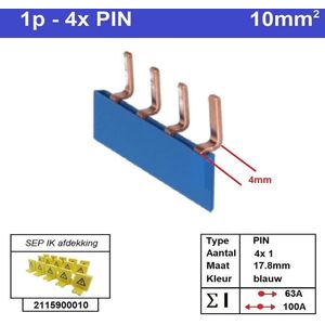 SEP Europe - Kamrail - Blauw - 1 Fase - 4 Polig - 10mm2
