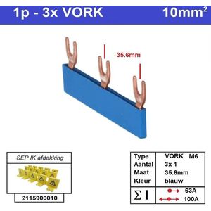 Sep kam vork M6 1 fase 3 polig blauw