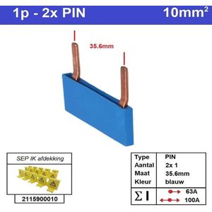 Sep kam pin 1 fase 2 polig 35,6mm blauw
