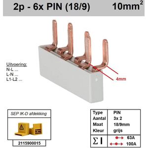 SEP Europe - Kamrail - 2 Fase - 10 Poles - Gebogen Wit - 4000320
