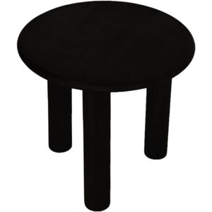 Bijzettafel rond pilaar - 50x50x45 - Zwart - Mangohout
