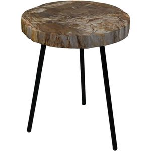 Salontafel rond ø40-44x54 Naturel/zwart Steen/Metaal