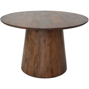 HSM Collection - Ronde eettafel Drum met kegelpoot - 140x140x77 - Bruin Mat - Mangohout