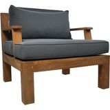HSM Collection-Tuin Loungestoel Sofa Met Arm-80x79x83-Naturel/Donker Grijs-Teak/Stof