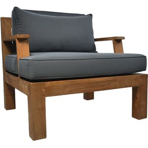HSM Collection HSM Collection-Tuin Loungestoel Sofa Met Arm-80x79x83-Naturel/Donker Grijs-Teak/Stof