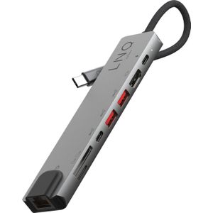 Linq byELEMENTS Pro Multiport Hub - Grijs - USB C - 8 in 1