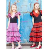 Spaanse Flamenco jurk Zwart/Rood (12) Verkleed jurk prinsessen verkleedkleren meisje