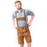 Tannhauser Lederhosen Anton Kort 100% Echt Leder Oktoberfest Heren Carnavalskleding Heren Lederhosen Man - Leer- Bruin- XL