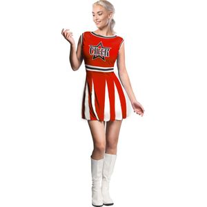 Partychimp Cheerleader Kostuum Carnavalskleding Dames Verkleedkleren Volwassenen Carnaval Kostuum Dames - Maat L/40 - Rood