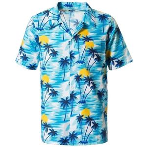 Partychimp Hawaii Blouse Mannen Carnavalskleding Heren Foute Party Verkleedkleren Volwassenen Carnaval Foute Party - Polyester - Blauw - Maat S/M