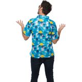Partychimp - Hawaii Blouse - Carnavalskleding - Lichtblauw - Polyester