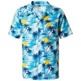 Partychimp - Hawaii Blouse - Carnavalskleding - Lichtblauw - Polyester