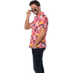 Partychimp - Hawaii Blouse - Carnavalskleding - Rood - Polyester