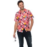 Partychimp - Hawaii Blouse - Carnavalskleding - Rood - Polyester