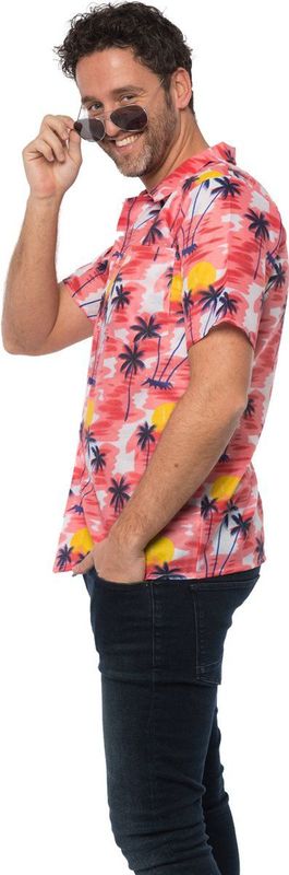 Partychimp - Hawaii Blouse - Rood - Polyester - Carnavalskleding Volwassenen