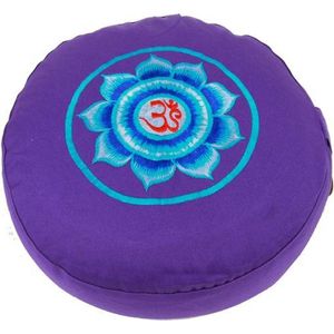 Meditatiekussen violet OHM geborduurd - Katoen - Boekweit - 33x17 - Violet