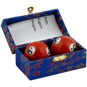 Meridiaankogels - Yin Yang - Rood - 4 cm - 2 Stuks