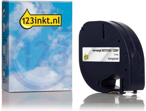 123inkt - Dymo S0721530 - Plastic Tape - Transparant - 12 mm
