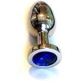 Buttplug RVS met blauw kristal - large