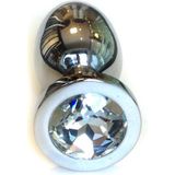 Buttplug RVS met transparant kristal - large