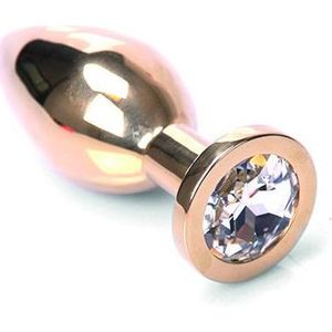 Buttplug Goud met Transparant Kristal - Medium