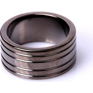 Zwart Stalen Cockring met Groeven Ø 40 Mm