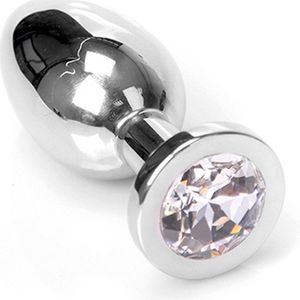 Kiotos Buttplug RVS met transparant kristal - medium