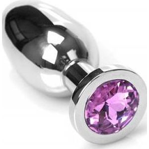 Buttplug RVS met Roze Kristal - Medium