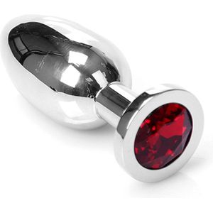 Buttplug RVS met Rood Kristal - Small