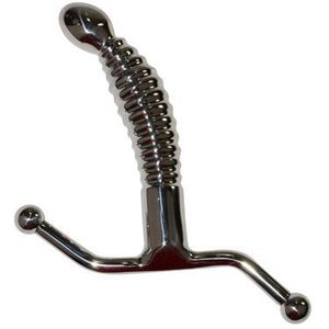 Kiotos Steel - Geribbelde G-Spot Stimulator - RVS - Met Handvat