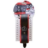 Leren collar 5 cm gevoerd - zwart/rood