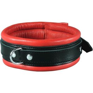 Leren collar 5 cm gevoerd - zwart/rood