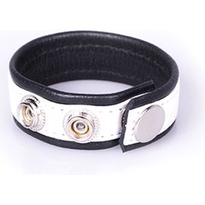 Leren cockstrap - zwart/wit