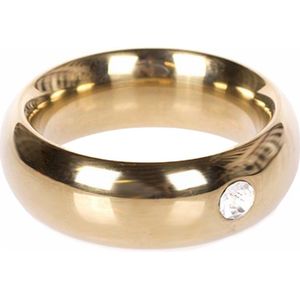 Gouden Donut Cockring met wit kristal 20 mm - Ø 45 mm