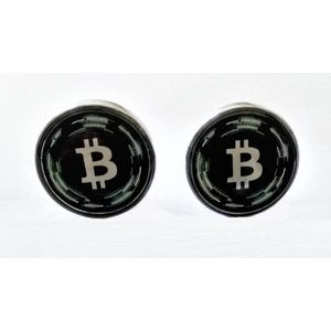 Treasure Trove® Manchetknopen Blockchain Bitcoin - Rond - Zilverkleurig
