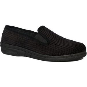 Blenzo - Sloffen Heren - Pantoffel - Zwart - Corduroy - Slijtvaste PVC Loopzool