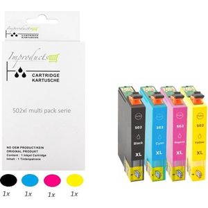 Improducts® Alternatief Epson 502 Inktcartridge - Multipack  - Met Chip 2021 - Epson 502XL -  Expression Home XP-5105 XP-5100 Workforce WF-2860DWF WF-2865DWF XP5105 WF-2860