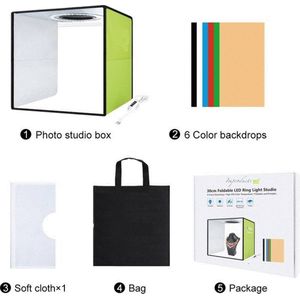 Professionele Fotostudio Box – Fotostudio met LED Verlichting – Opvouwbaar Lightbox – Draagbaar Fotobox – 6 Kleuren Achtergrond – Productfotografie – Achtergrond Fotografie – Fototent – Fotodoos – Softbox – 30x30x30cm Improducts
