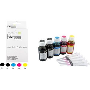 Improducts® Navulinkt - Alternatief voor Hp set 5x 100ml BK photo , BK, CY, MA, YE
