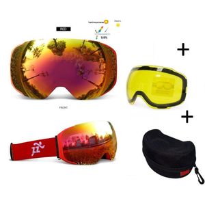 Goggle / Skibril met EXTRA magnetische lens All red frame Rood AX type 4 Cat. 0 tot 4 - ☀/☁