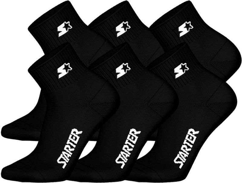 STARTER - 6-Pack Quarter Sokken - Unisex - Zwart - 63% Katoen