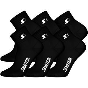 STARTER - 6-Pack Quarter Sokken - Unisex - Zwart - 63% Katoen