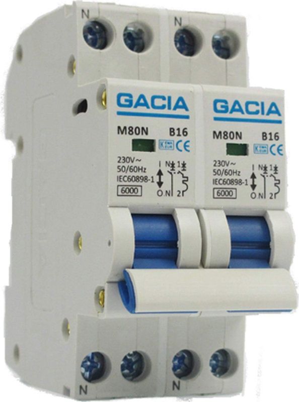 Gacia - Fornuis Automaat - 2 X 16A - B Kar - 2p - IP20