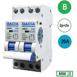 Gacia installatieautomaat Kookgroep 2P+2N B20 6KA - M80N-2P2N-B20