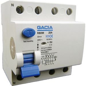 30Ma aardlekschakelaar 4040 4p 40Amp 30mA 10kA 400V 3 fasen