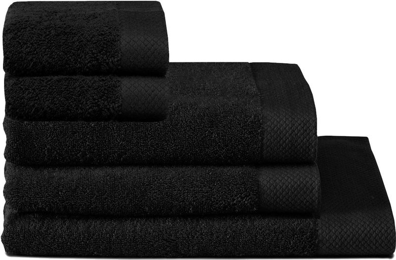 Seahorse - Pure - Badtextielset - Zwart - 100% Katoen - 5-Delig