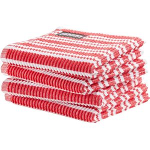DDDDD - 4x Vaatdoek - Stripe - Rood - 30 x 30 cm - Set van 4 stuks