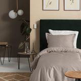 Cinderella Sundays Dekbedovertrek - 1 persoons - Satijn - 140 x 200/220 cm - Taupe + 1 kussensloop 60x70