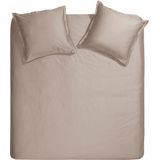 Cinderella Sundays Dekbedovertrek - 1 persoons - Satijn - 140 x 200/220 cm - Taupe + 1 kussensloop 60x70